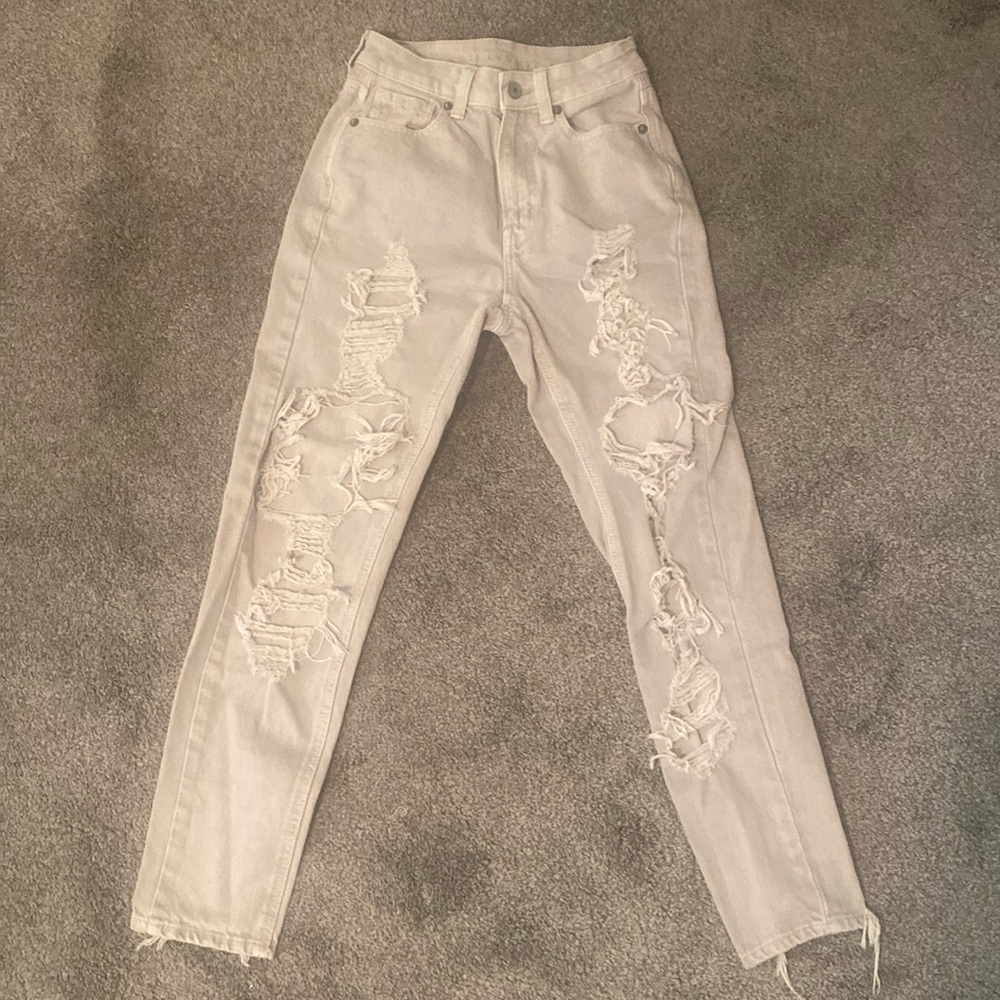 American Eagle high rise ripped mom jeans